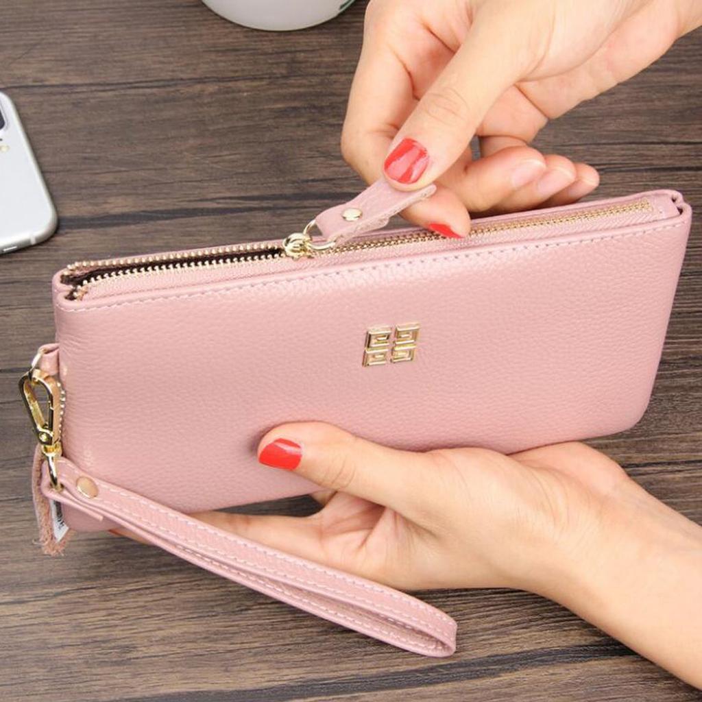 [Fairycase] Cute Pink Women's Wallet with Hand Rope Zipper and Coin Purse, Simple Card and Phone Case (Pink)