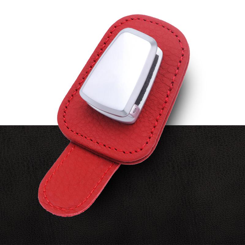 Car glasses clip leather alloy can be noted for custom LOGO car accessories