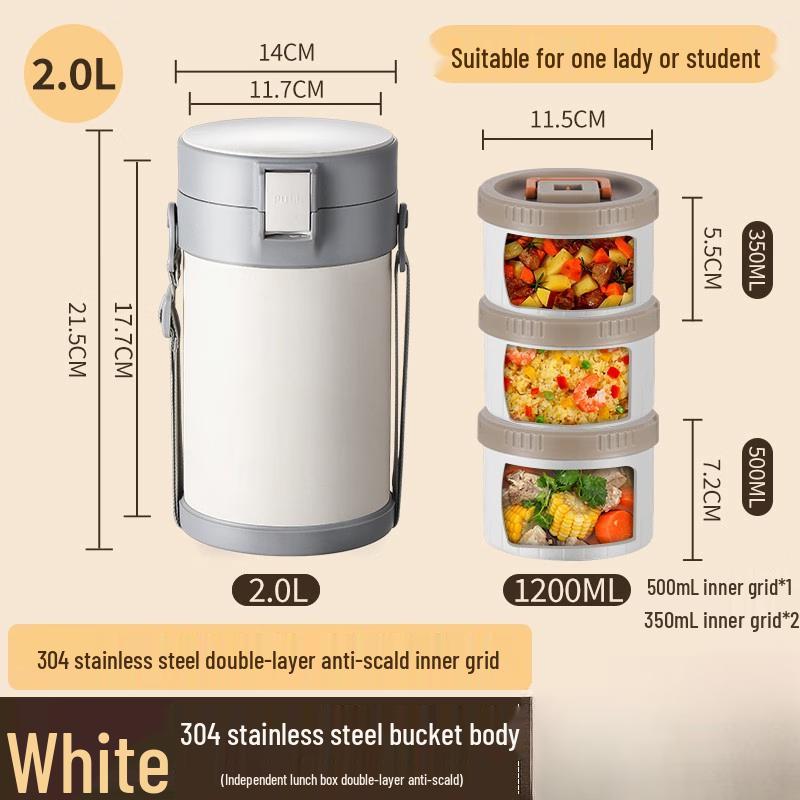 Portable 3-Layer Stainless Steel Thermal Lunch Box