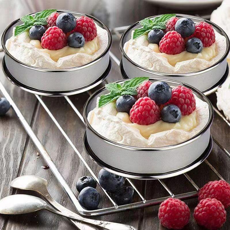 6pcs double rolled edge 6.5cm stainless steel circular double rolled edge mousse circle pancake circle biscuit cake mold Round