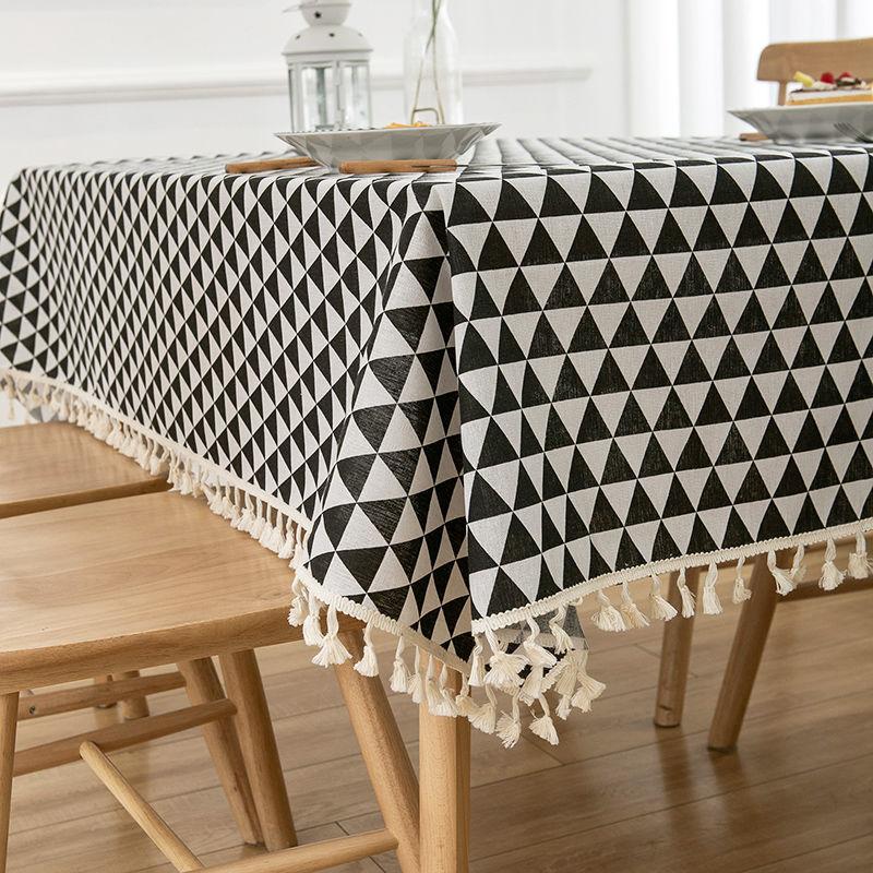 Nordic Cotton Linen Tablecloth Soft Comfortable Durable Waterproof Heat Insulation Square Tassel Trendy Fresh Dining Table Cloth