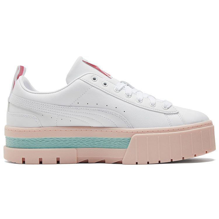 Puma Mayze Pop Retro Thick Sole Height Increasing Breathable Low Top Sneakers Women Sneakers White Lotus-Pink 381889-01
