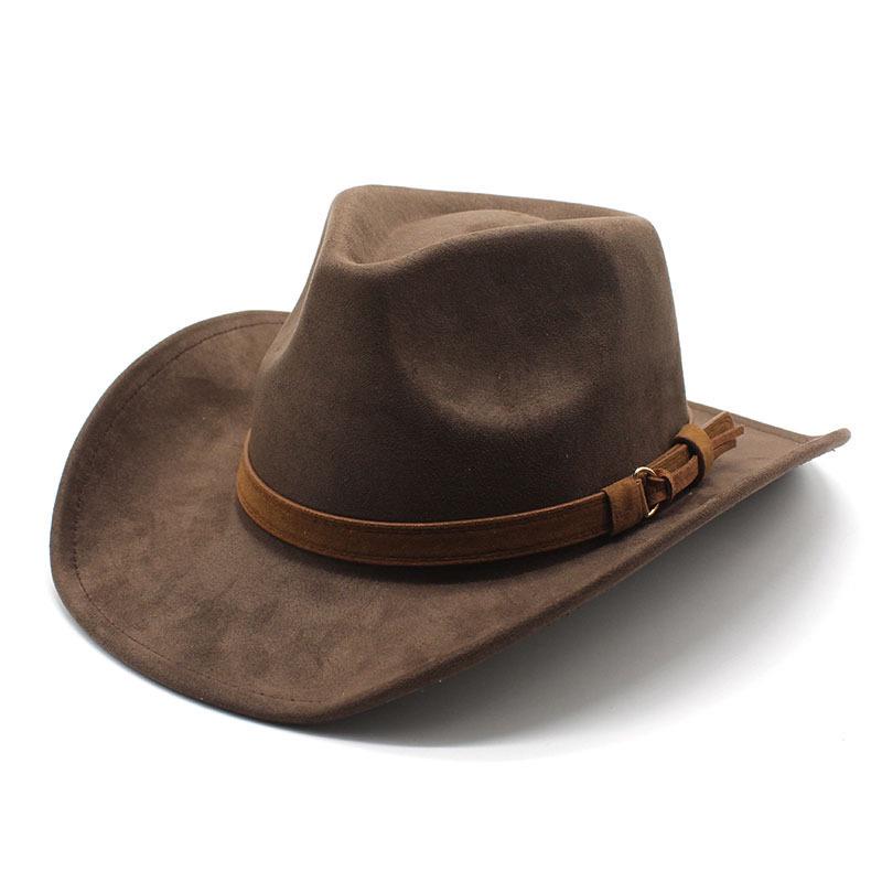 Unisex Suede Felt Cowboy Fedora Hat - European & American Style