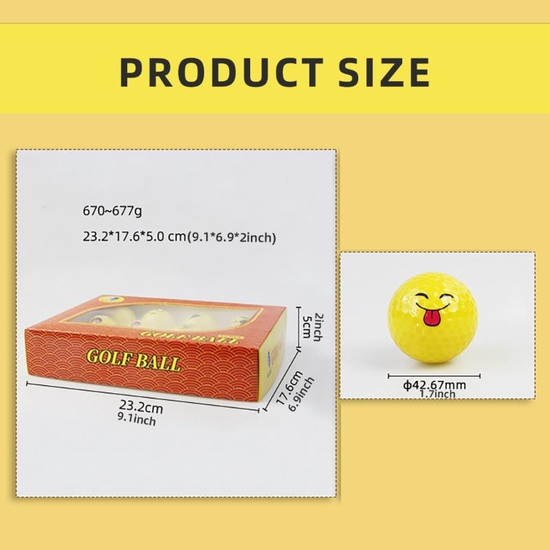 12Pcs Lovely Emotion Face Golf Balls Funny Yellow Practice Golf Balls Novelty Golf Gift for Men Women Golfers Enduring