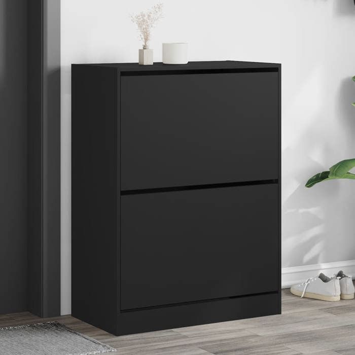 VidaXL Armoire à Chaussures 2 Tiroirs Rabattables, Étagère à Chaussures avec Rangement, Meuble à Chaussures Salon, Moderne, 3214400