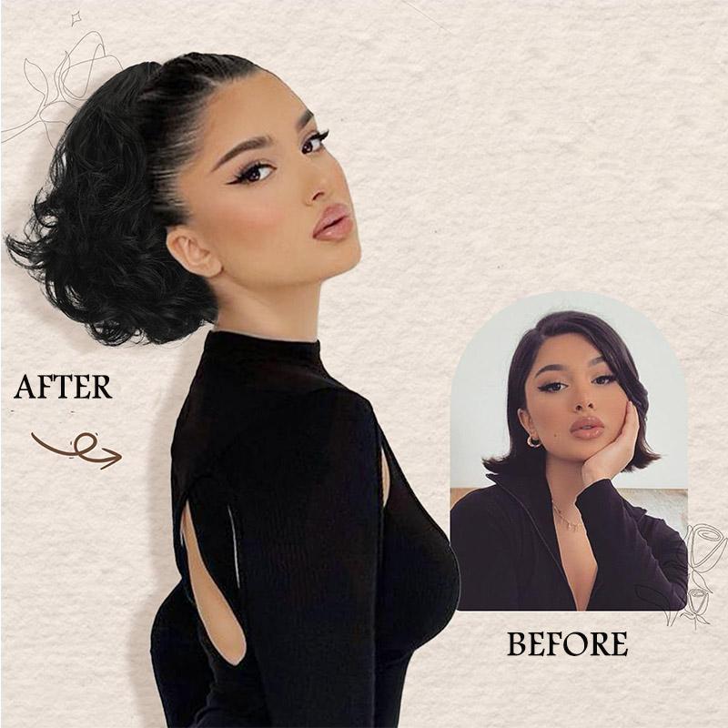 Syntetyczne przedłużanie włosów w koński ogon Krótki falisty koński ogon Kobieta klips z pazurami Kucyk Peruka Naturalna treska do włosów