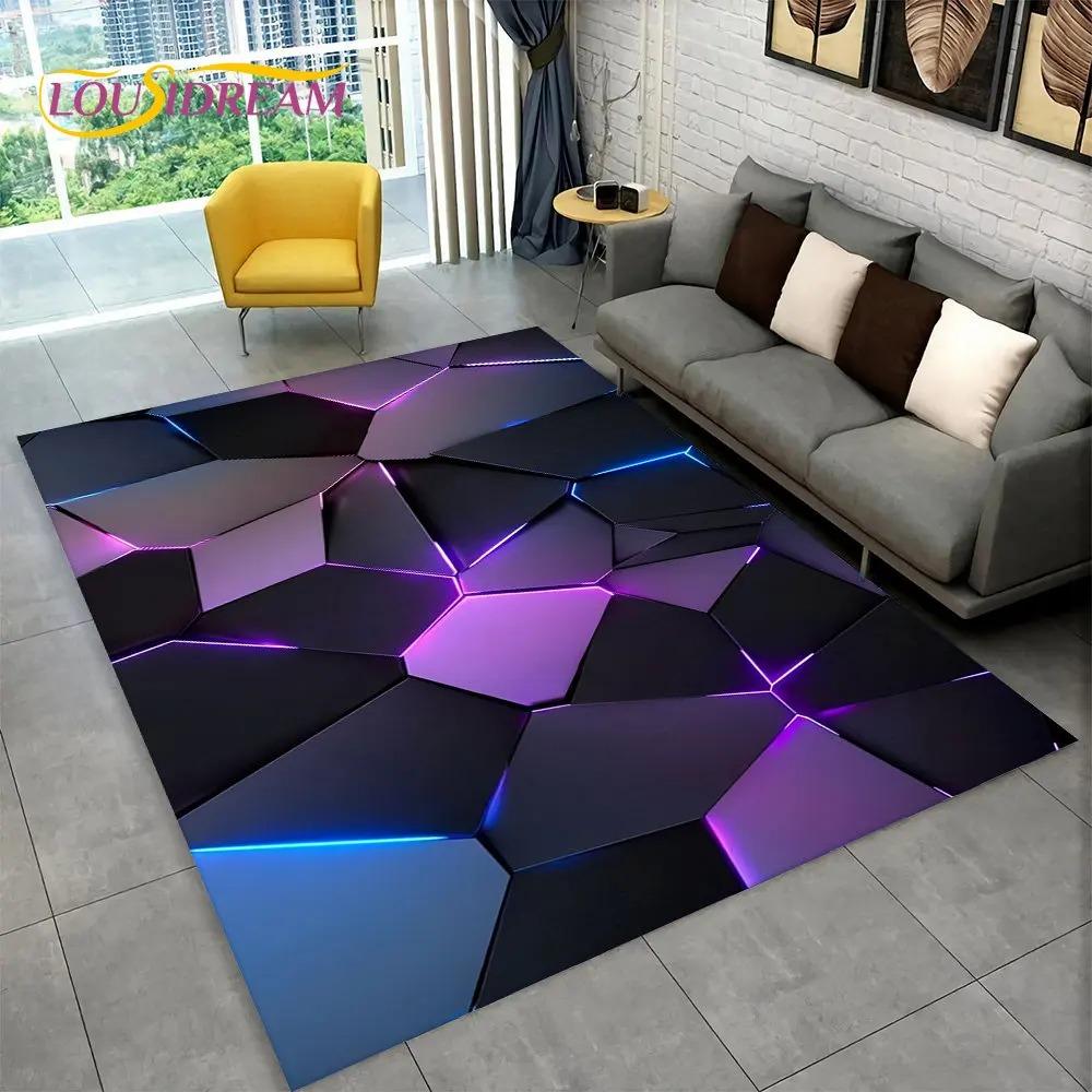 3D Abstrakt Modern Geometrisch Illusion Teppich, Teppich für Wohnzimmer Schlafzimmer Sofa Fußmatte Dekor Kinderspiel Rutschfeste Bodenmatte