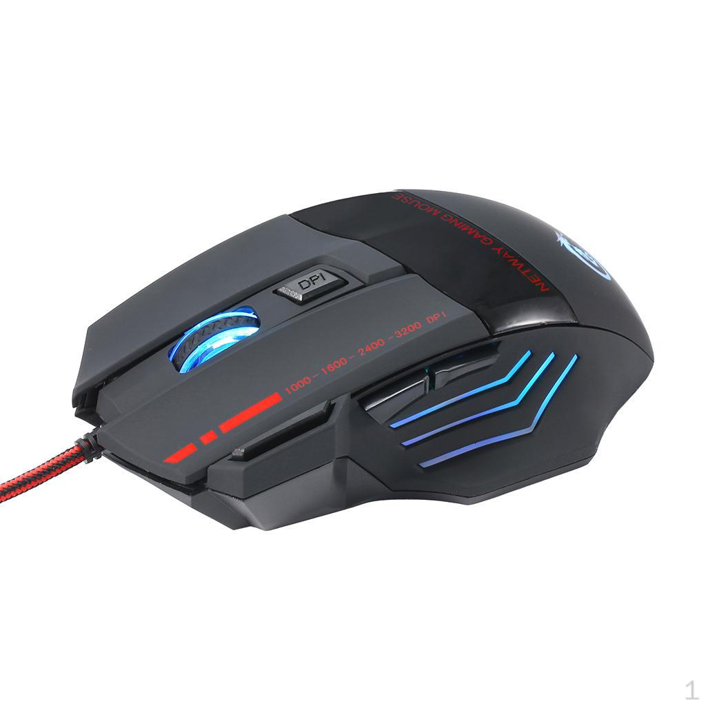1 Piece 5500DPI 7 Buttons LED USB Optical Gaming Mouse Mice for Computer