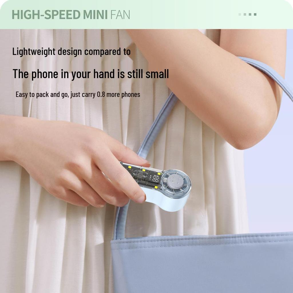T76 Turbo Handheld Fan: USB Rechargeable, 199 Speeds, Portable Cooling with Ice Pack