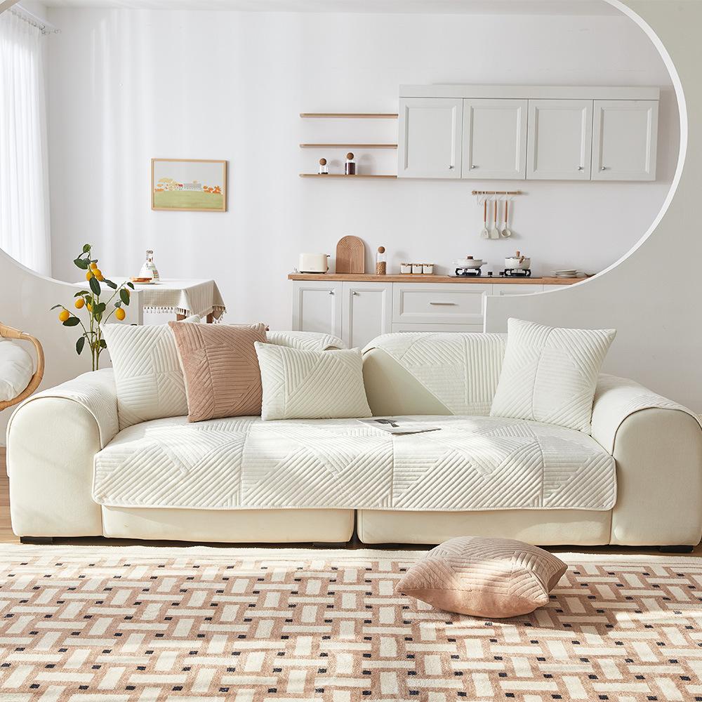 Short Plush Sofa Covers Slipcovers Sofa Towel Universal Non-slip Couch Cover for Living Room Decorative