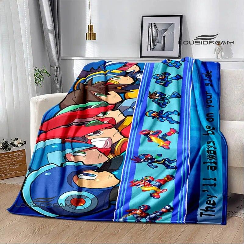Rockman Game Cartoon Printed Blankets Warm Blanket Soft and Comfortable Home Travel Bed Blanket Picnic Blanket Birthday Gift