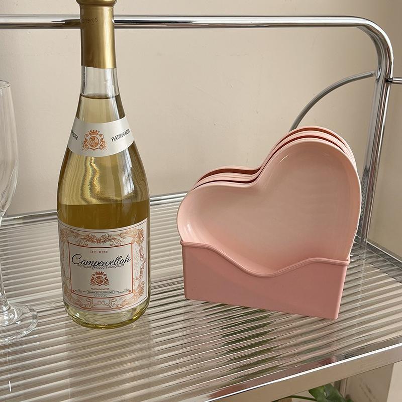 5PCS/1Set Heart-shaped Plates Creative Cake Plate with Tray Bone Dish Dried Fruit Snack Plate Candy Plate Container Snack Plates