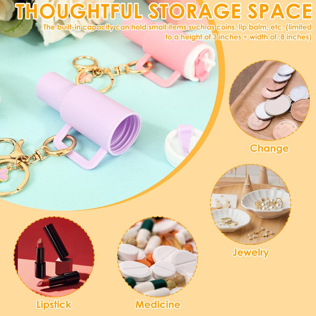 8/16 Pcs Mini Tumbler Keychain Colorful Tumbler Lip Balm Holder with Removable Lids Portable Cup Keychain for Bag Key Decoration