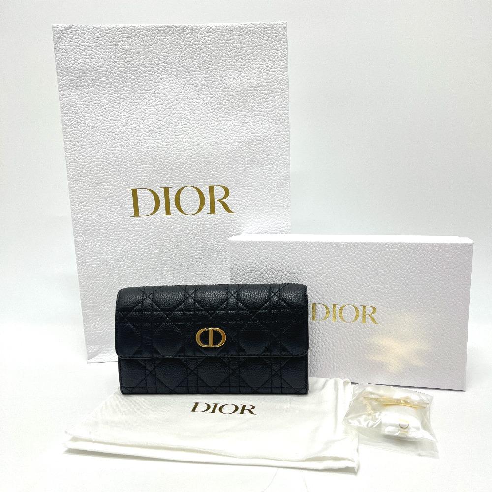 Dior S5039UWC Lady Christian Dior Cannage Caro Long Wallet Calfskin Black Unused