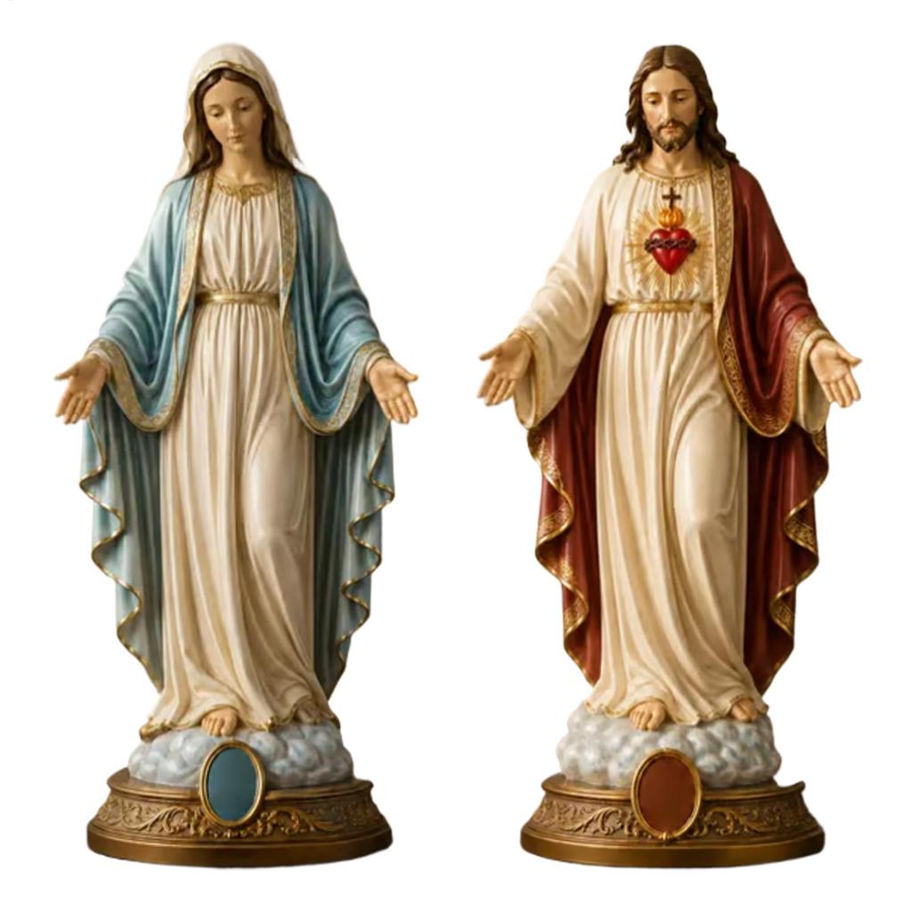 Statuetă Fecioara Maria de 8 Inch, Decor Religios din Rășină pentru Birou, Figurină Maica Binecuvântată pentru Casă Birou Dormitor Grădină, Cadou Creștin