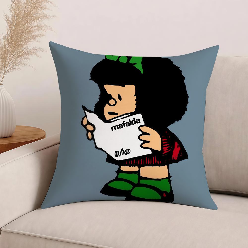 

Cartoon Mafalda cute kawaii Pillow Case Office Cushions Suitable For Sofa Car Bedroom Decorative Cushion Cover 30cm x 30cm