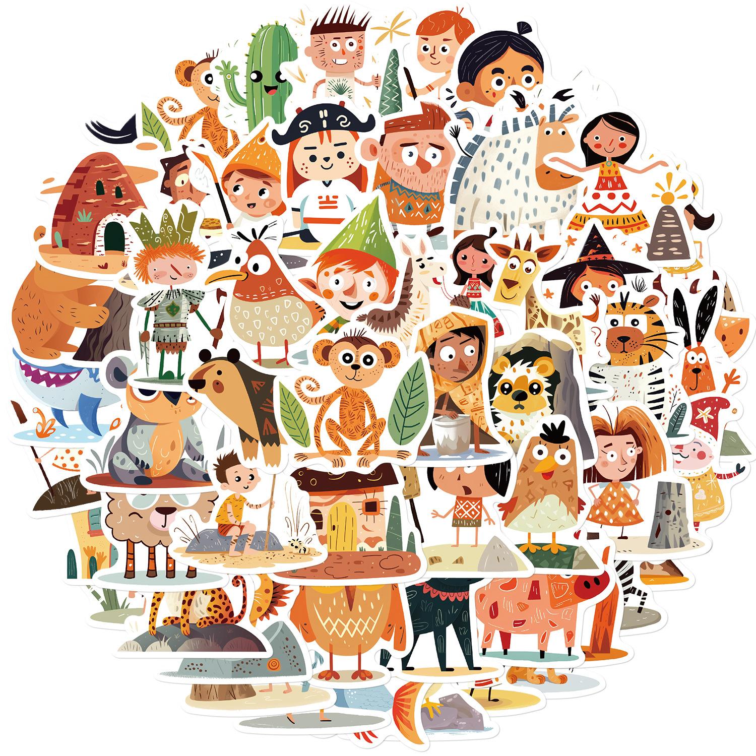 

55 Prehistoric Cartoon Characters Doodle Stickers Guitar Notebook Suitcase DIY Waterproof Stickers