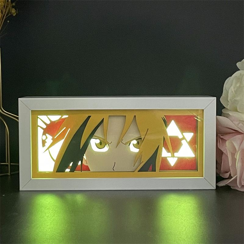 Cartoon Fullmetal Alchemist Light Box Led Anime Peripherals Night Bedroom Table Lamp Decoration Luminous Toys Gift Ornaments