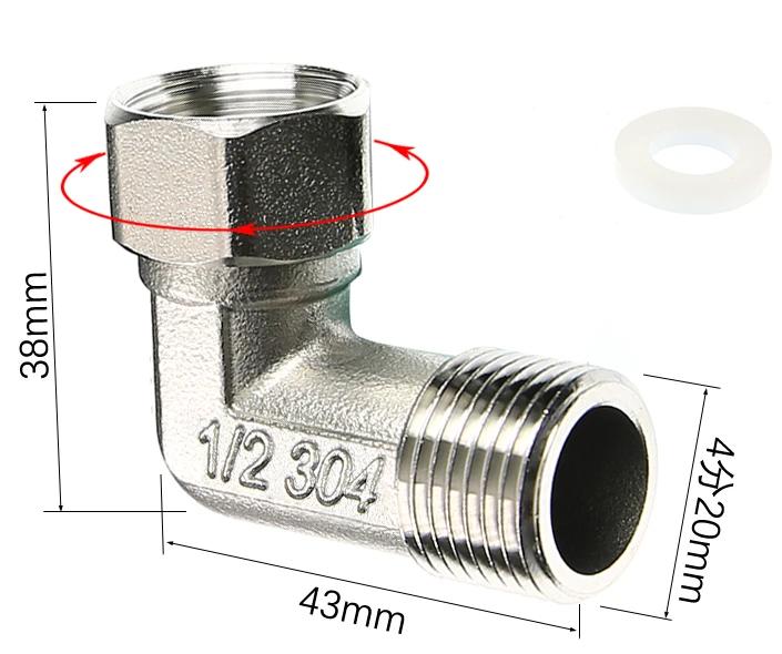 

304 Stainless Steel Flexible Joint Internal and External Three-way Elbow Gas Pipe Water Heater Triangle Valve Water Separator Thread