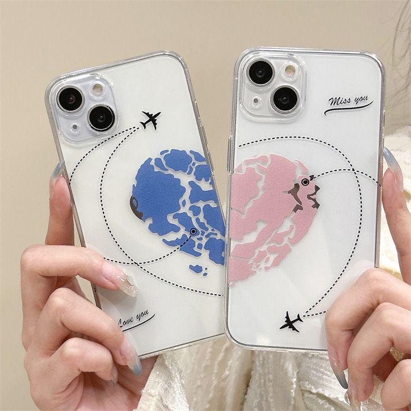 Coque Souple Transparente Cœur d'Amour pour iPhone 14/13 Pro Max - Design Créatif Anti-Chute pour Couples
