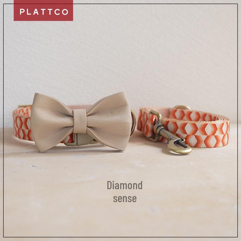 Hot New Polyester Dog Leash & Bow Tie Set (PDC364) - Stylish Printed Design for Pet Walking Medium