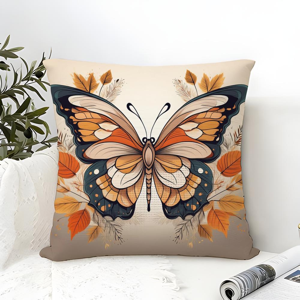 Natural Beautiful Floral And Butterfly Prints Pillow Case Linen Pillow Case Sofa Home Decor Cushion Cover Cushion Cove