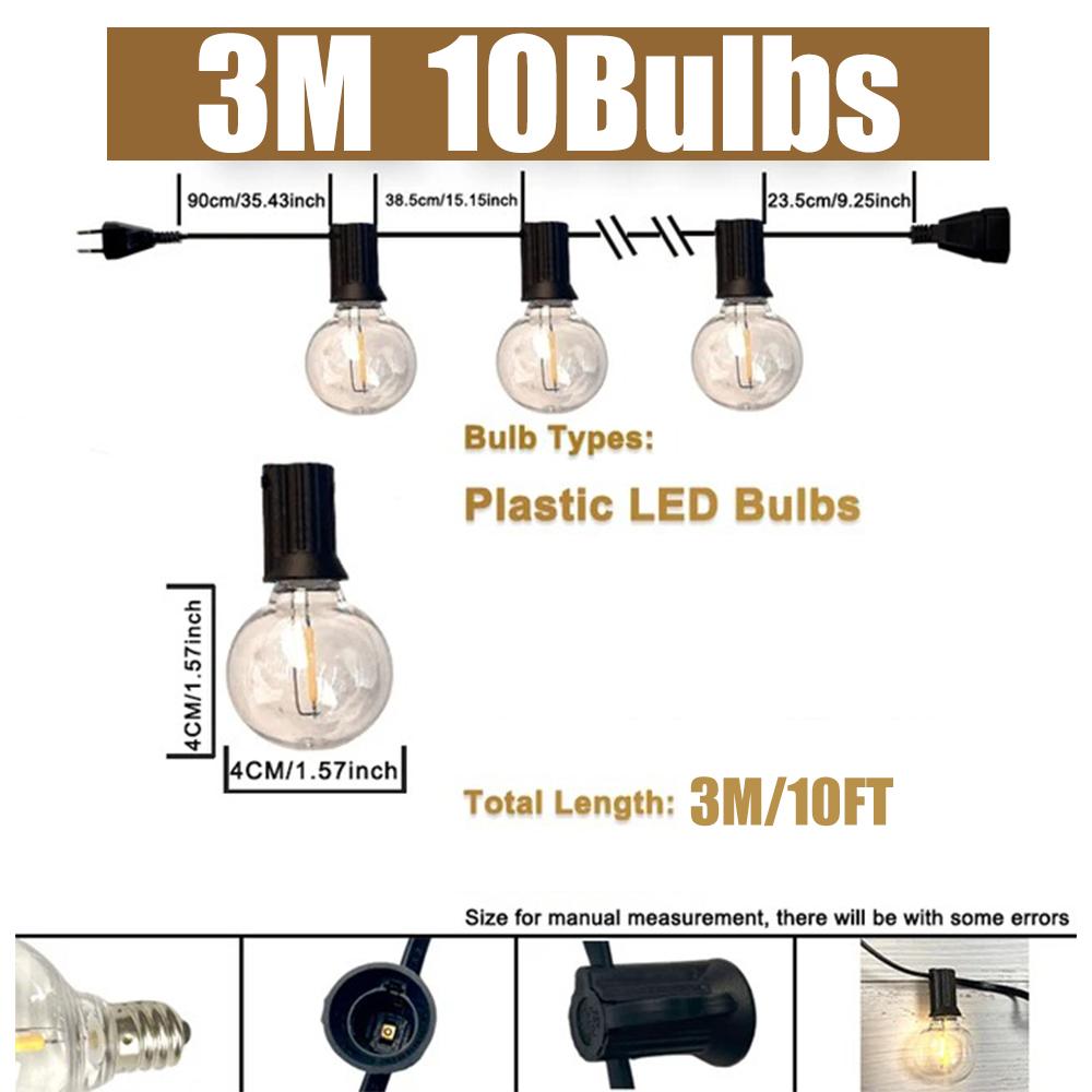 

Водонепроницаемая гирлянда G40 220 В с вилкой ЕС, светодиодные светильники, украшение, подключаемые, теплый белый, винтажная вечеринка, ретро-гирлянда, наружное освещение US PLUG