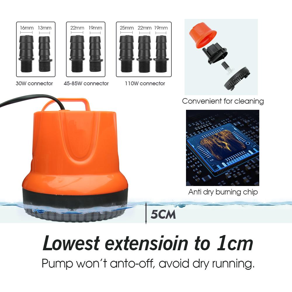 30/45/60/85/110 W 220V Bodenabsaugende Wasserpumpe für Garten-Fischteich Leise Tauchpumpe Multifunktionale Kleine Absaugpumpen