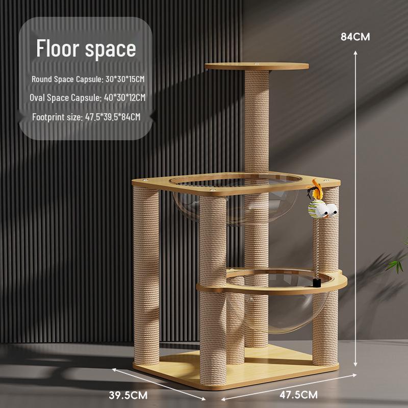 Extra-Large Cat Climbing Frame & Bed: Multi-Layer Space Capsule with Scratch-Resistant Sisal Posts - Durable and Shed-Free.