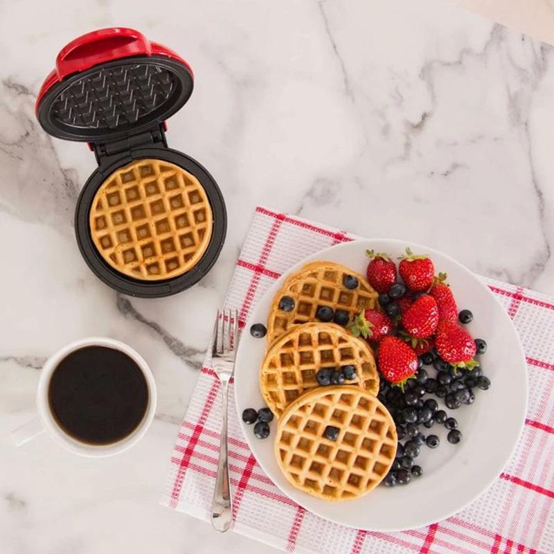 US-Stecker Tragbarer Mini Elektrischer Waffelmaker Antihaftbeschichtete Pfanne Leicht zu Reinigen Kinderfrühstück Toaster Maschine Eierkuchen Sandwich