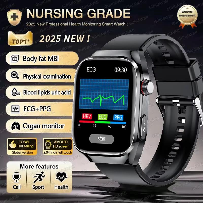 2025 New Blood Lipid Uric Acid Treatment Smart Watch Men ECG+PPG Heart Rate Sports HD Call Health Track for Samsung Smartwatch