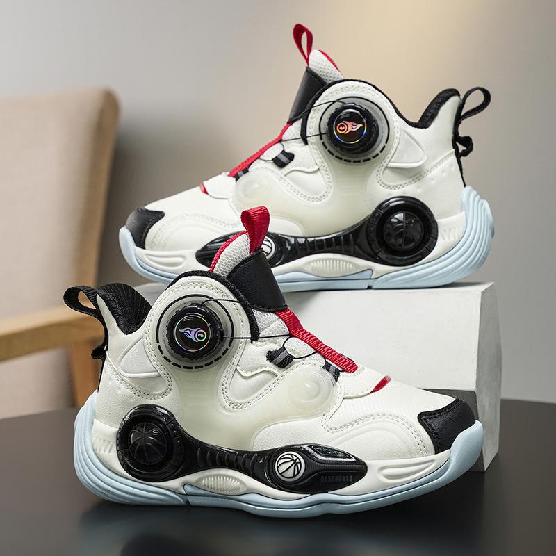 

Boys shoes medium and older children s rotating buckle 2025 autumn and winter children s sports shoes leather surface non-slip explosive s 40 бежевый