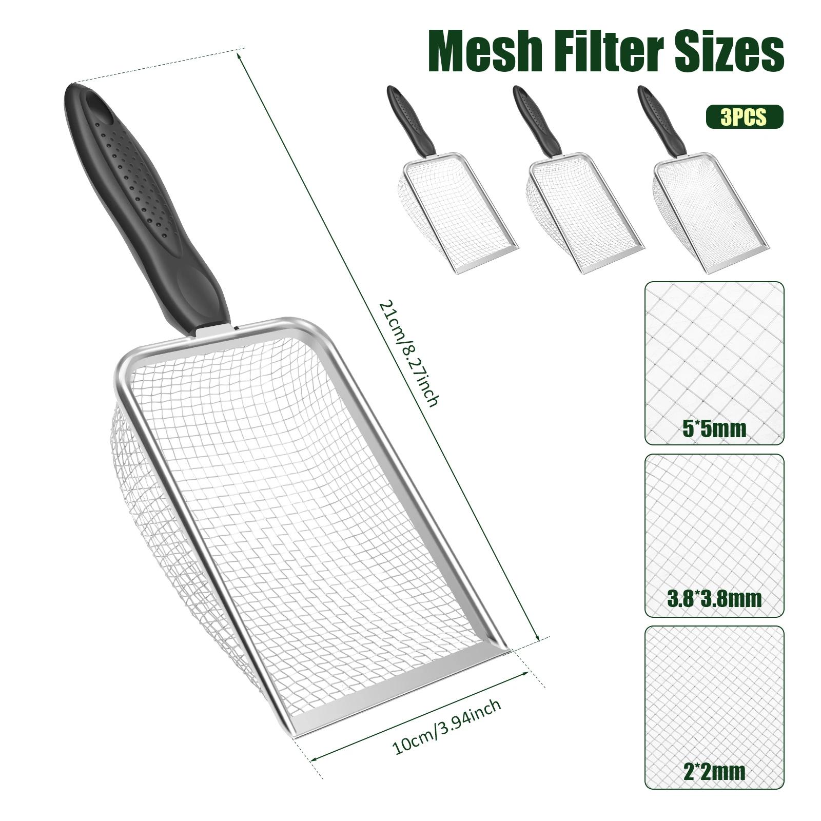 

3/4Pcs Gardening Soil Sifters Stainless Steel Sand Soil Compost Sifter with Handle High Efficient Sieve Sifter Potting Scoop