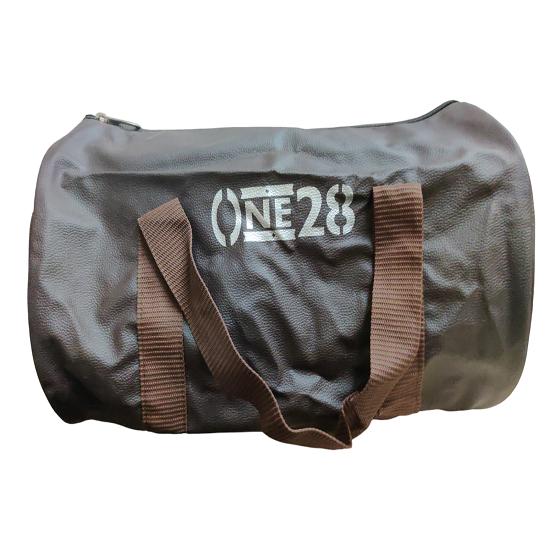 @ Stylish Leather Round Gym Bag With Shoulder Strap