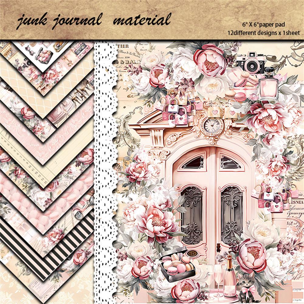 12 Листов Ретро Бумаги для Журналинга и Наклеек с Тематикой Парижа для Европейского и Американского Коллажа