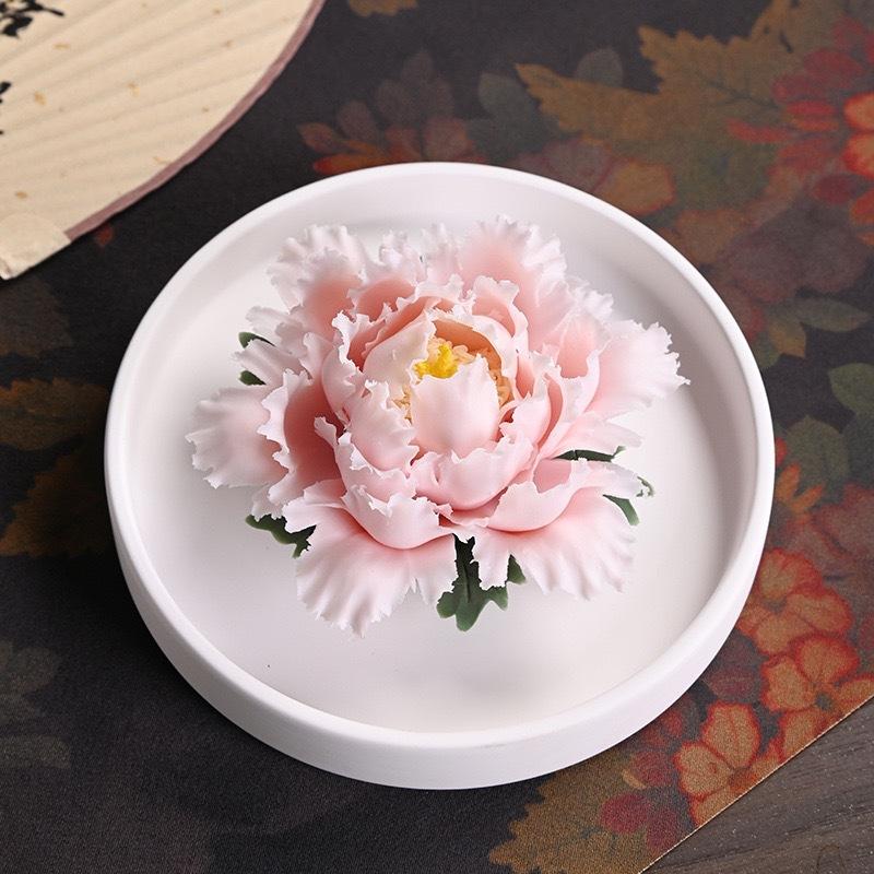 Hand-Made Porcelain Peony Diffuser Incense Burner Luxury Floral Essential-Oil Stone Re-Usable Home Fragrance & Gift Décor