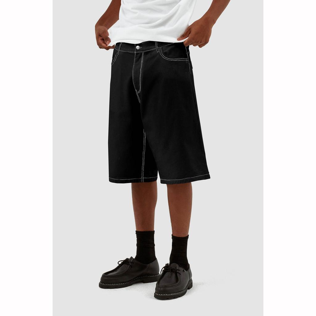 Jeans Shorts Men Casual Loose Fit Wide Leg Denim Jorts Vintage Hip Hop Skateboard Long Jorts Streetwear