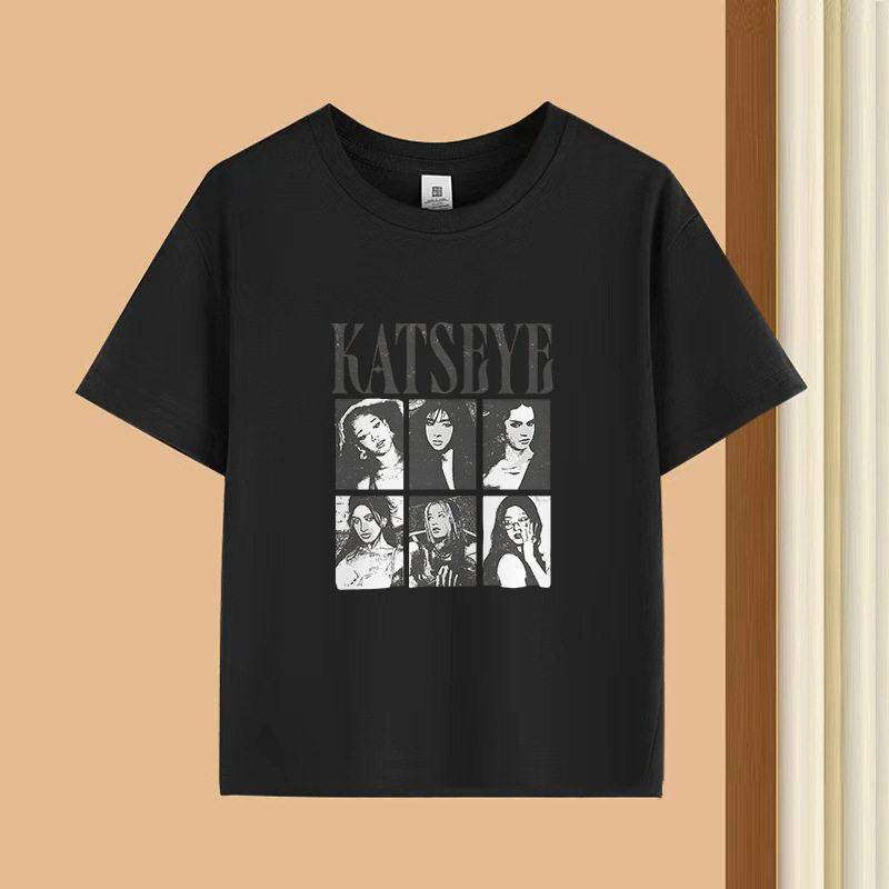 KATSEYE Korean Wave girl group fashionable youthful relaxed trendy pure shortsleeved cotton childrens Tshirt 100