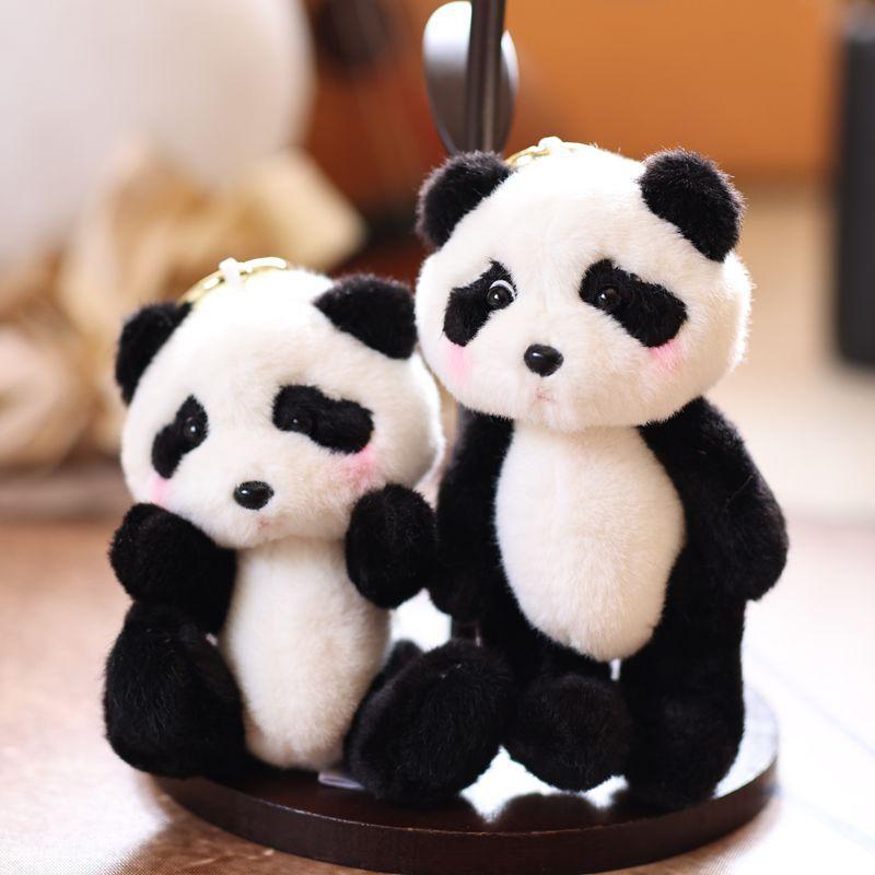 Cute Little Panda Plush Keychain Cartoon Stuffed Animal Doll Plush Toys Keyring Backpack Pendant Hanging Decoration Gifts
