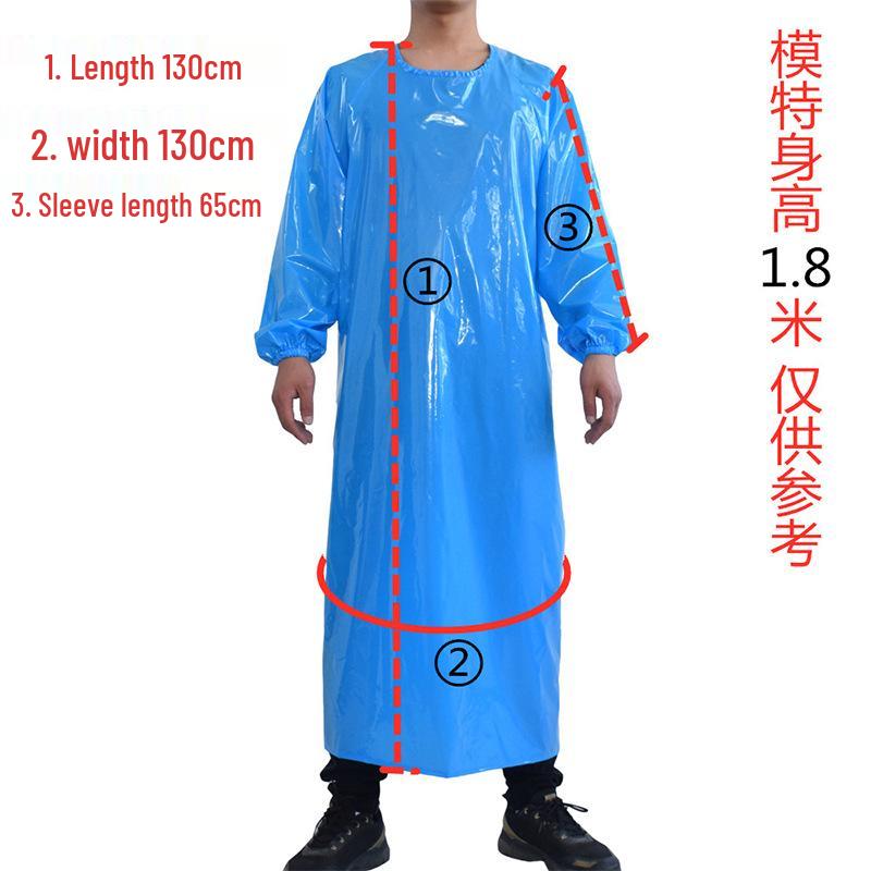 Livsmedelsgodkänd TPU Vattentät och Oljebeständig Syrabeständig Arbetsförkläde med Lång Ärm för Slakteri