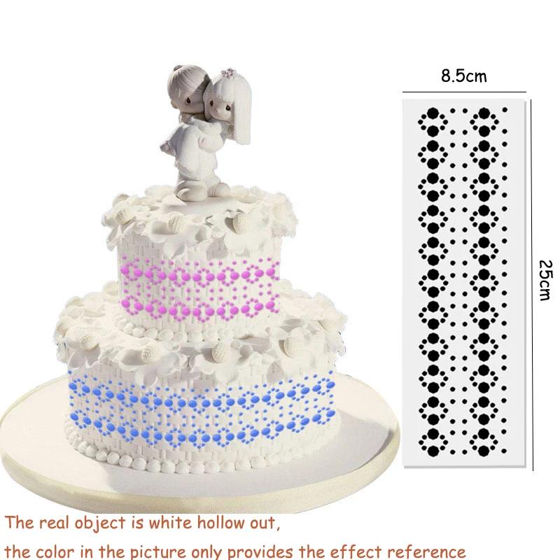Krajkový květinový hrotový vzor Fondánová tisková šablona Dutá cukrová sítková forma Šablona na svatební dort Šablona na zdobení okraje Pečicí nástroje