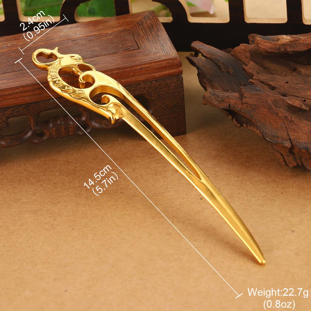 Antique hair accessories new hair fork high-end Hanfu accessories high-end jewelry hollow dragon geometric auspicious cloud hairpin