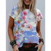 Fresh Floral 3D Digital Printed Women's Fashionable Casual Round Neck Short Sleeved T-shirt