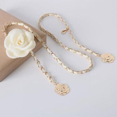 Camellia Flower Waist Chain - Elegant Women's Belt Accessory for Dresses & Jeans