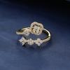 Elegant Four Leaf Flower Zirconia Inlaid Ring for Women New Fashion Single Rings Wedding Jewelry Daily Wear