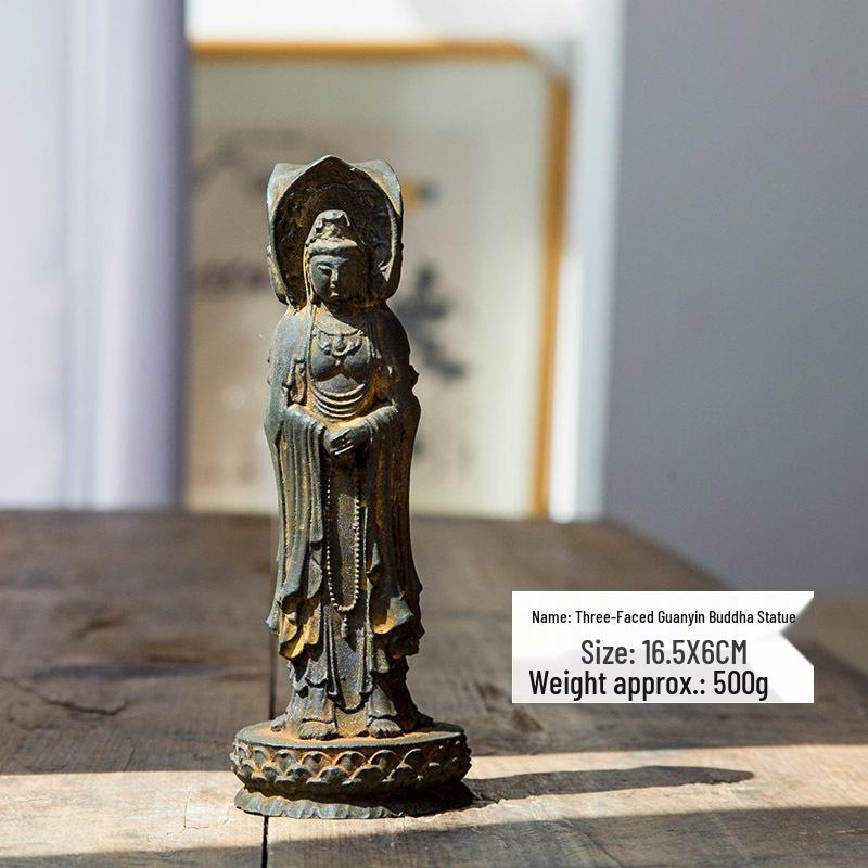 Chinese Zen Guanyin Buddha Statue - Antique Style Home Decor Ornament 15cm
