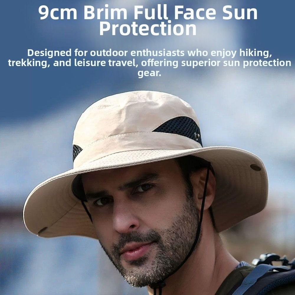 Casual Large Brim Sunshade Hats Anti-UV Breathable Fisherman's Hat Mesh Mountaineering Cap