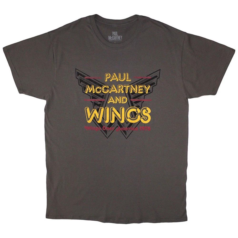 Paul McCartney Unisex T-Shirt: Wings Over America 76 Large / Charcoal Grey S