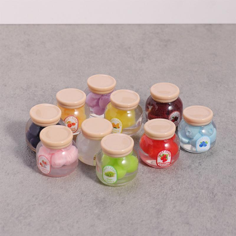 5Pcs Miniature Kitchen Decoration Dollhouse Simulation Fruit Candy Canned Jam Model Dolls House Accessories Toy