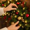 Christmas Garland with Lights, Red and Gold Ball Ornaments, Artificial Branches with Red Berries for Fireplace Mantel Door Decor